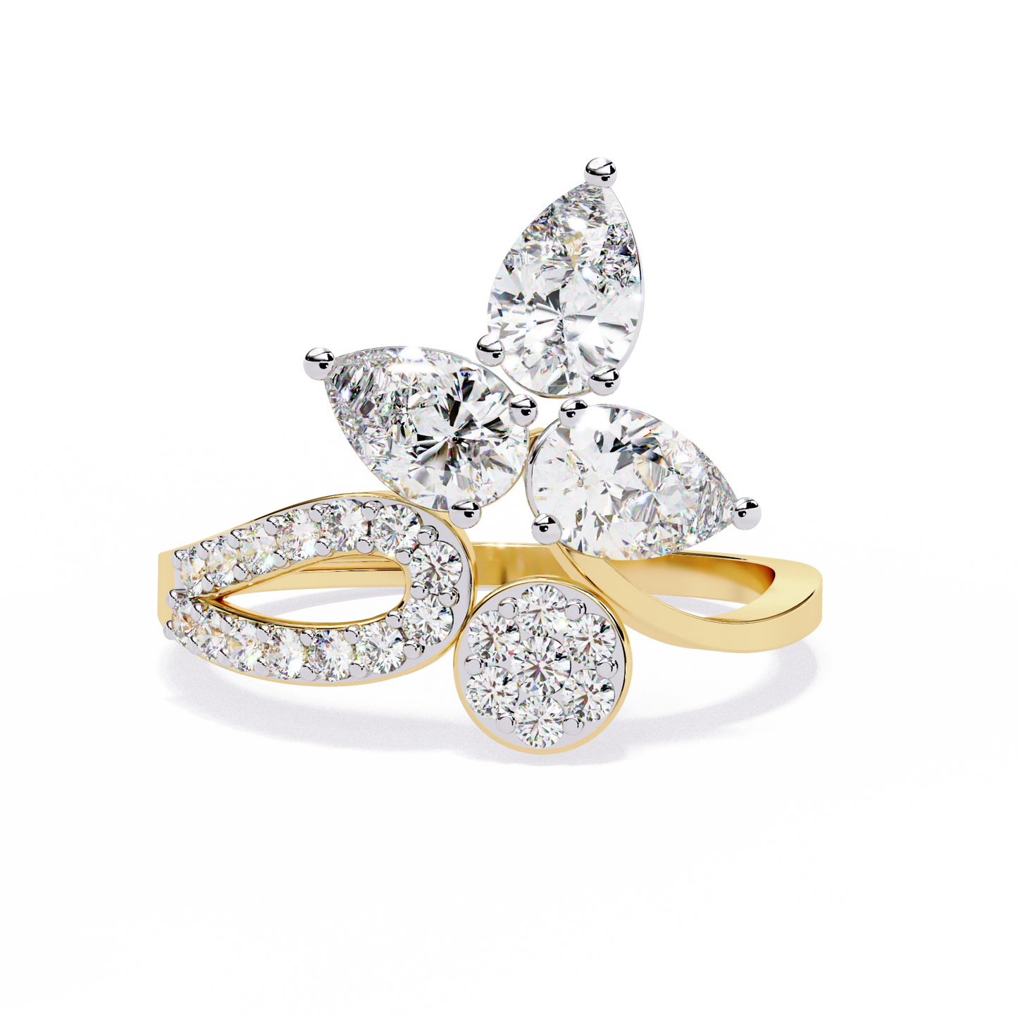 Petal Cluster – Pear Lab Diamond Floral Ring in 14K Gold