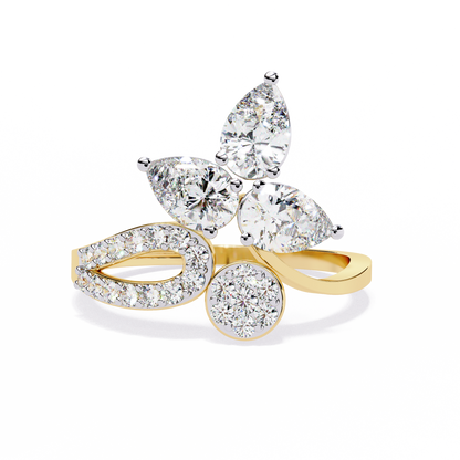 Petal Cluster – Pear Lab Diamond Floral Ring in 14K Gold