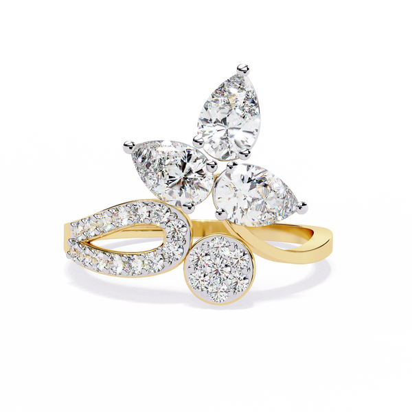 Petal Cluster – Pear Diamond Floral Ring in 14K Gold