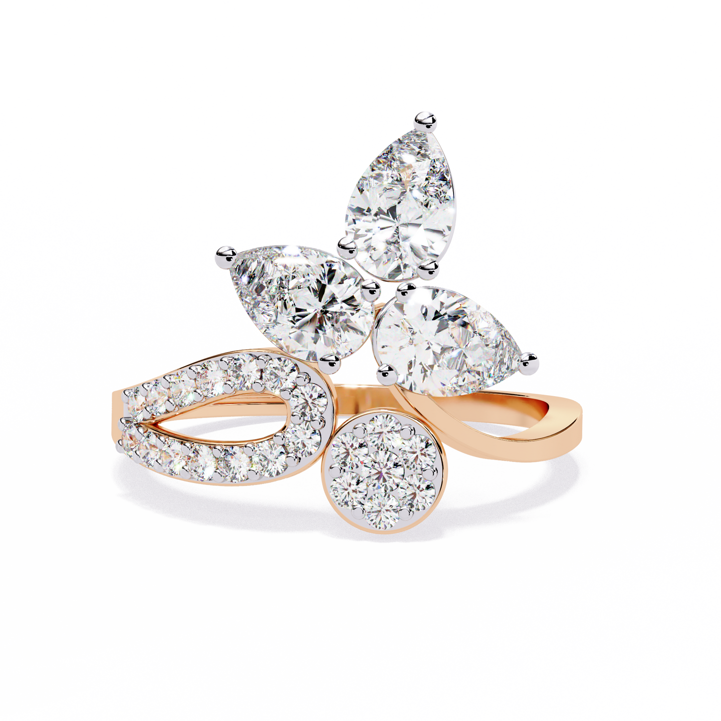 Petal Cluster – Pear Lab Diamond Floral Ring in 14K Gold