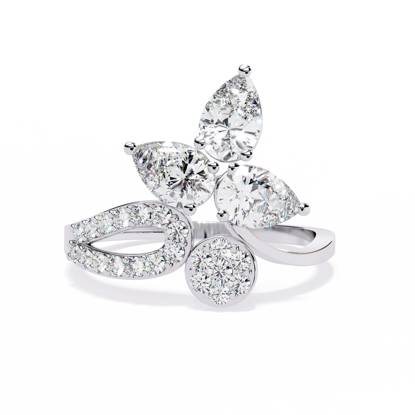 Petal Cluster – Pear Lab Diamond Floral Ring in 14K Gold