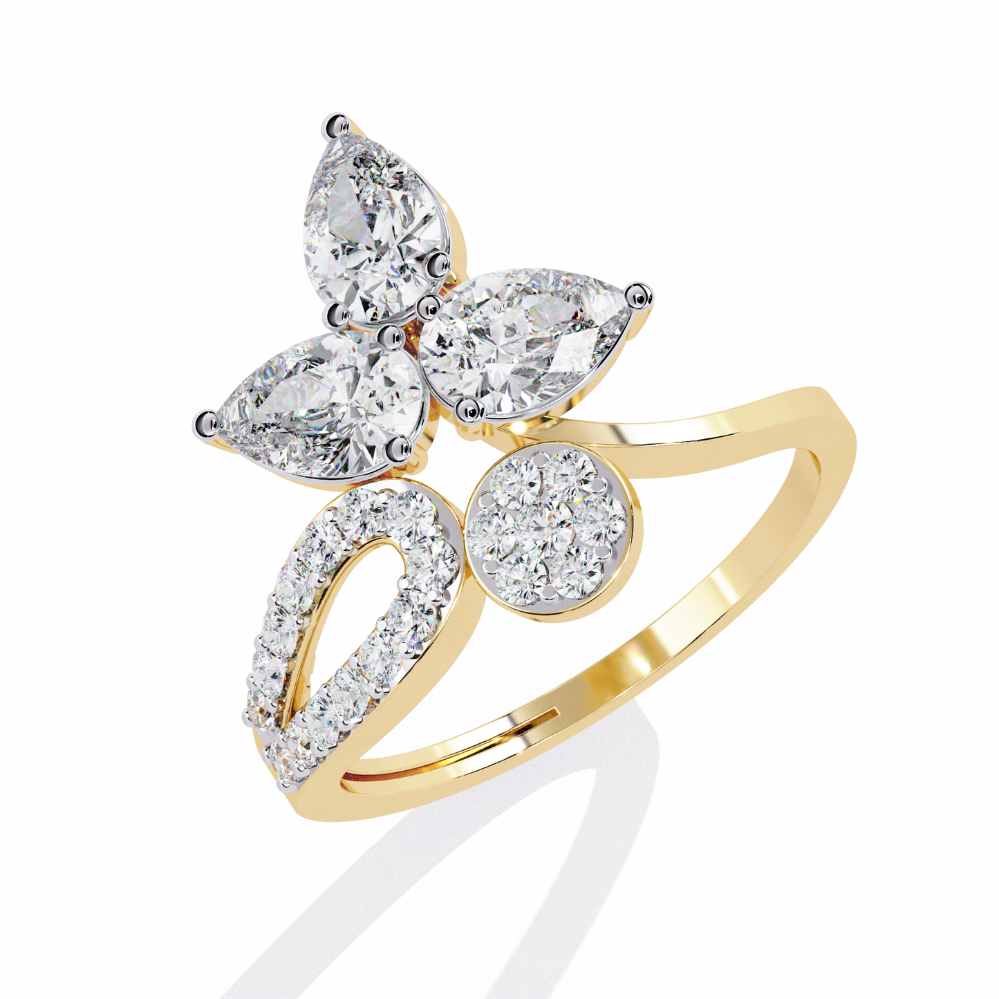 Petal Cluster – Pear Lab Diamond Floral Ring in 14K Gold