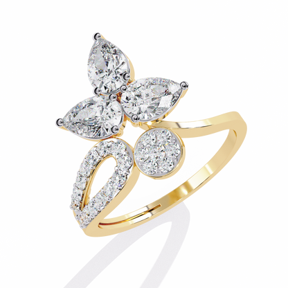 Petal Cluster – Pear Lab Diamond Floral Ring in 14K Gold