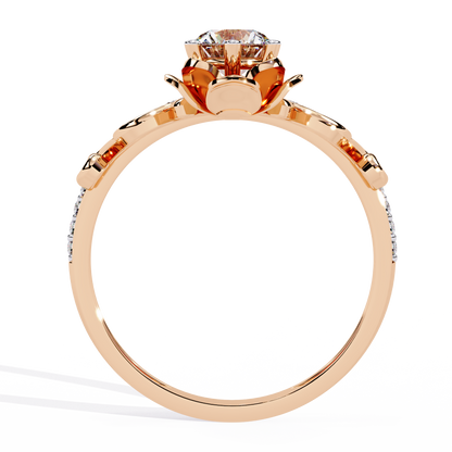 Floral Crown – Lotus-Inspired Diamond Ring with Pavé Band in 14K Gold