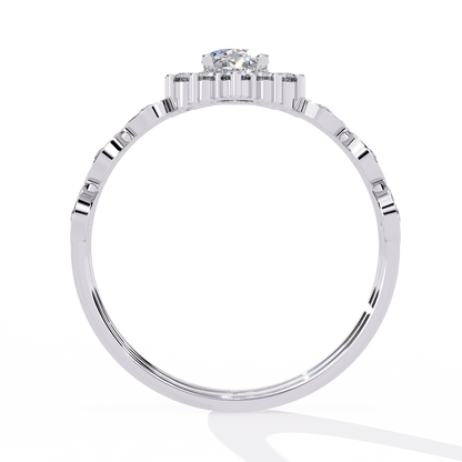 Regal Halo – Oval Diamond Ring with Crowned Band in 14K Gold