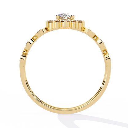 Regal Halo – Oval Diamond Ring with Crowned Band in 14K Gold