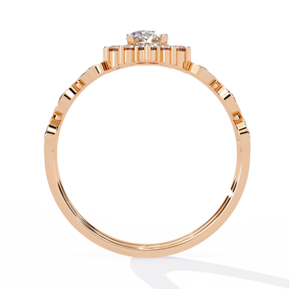 Regal Halo – Oval Diamond Ring with Crowned Band in 14K Gold