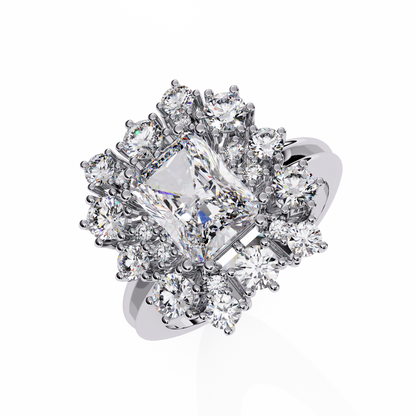 Gala Radiance – Radiant-Cut Diamond Halo Ring in 14K Gold