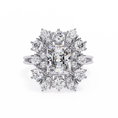 Gala Radiance – Radiant-Cut Diamond Halo Ring in 14K Gold