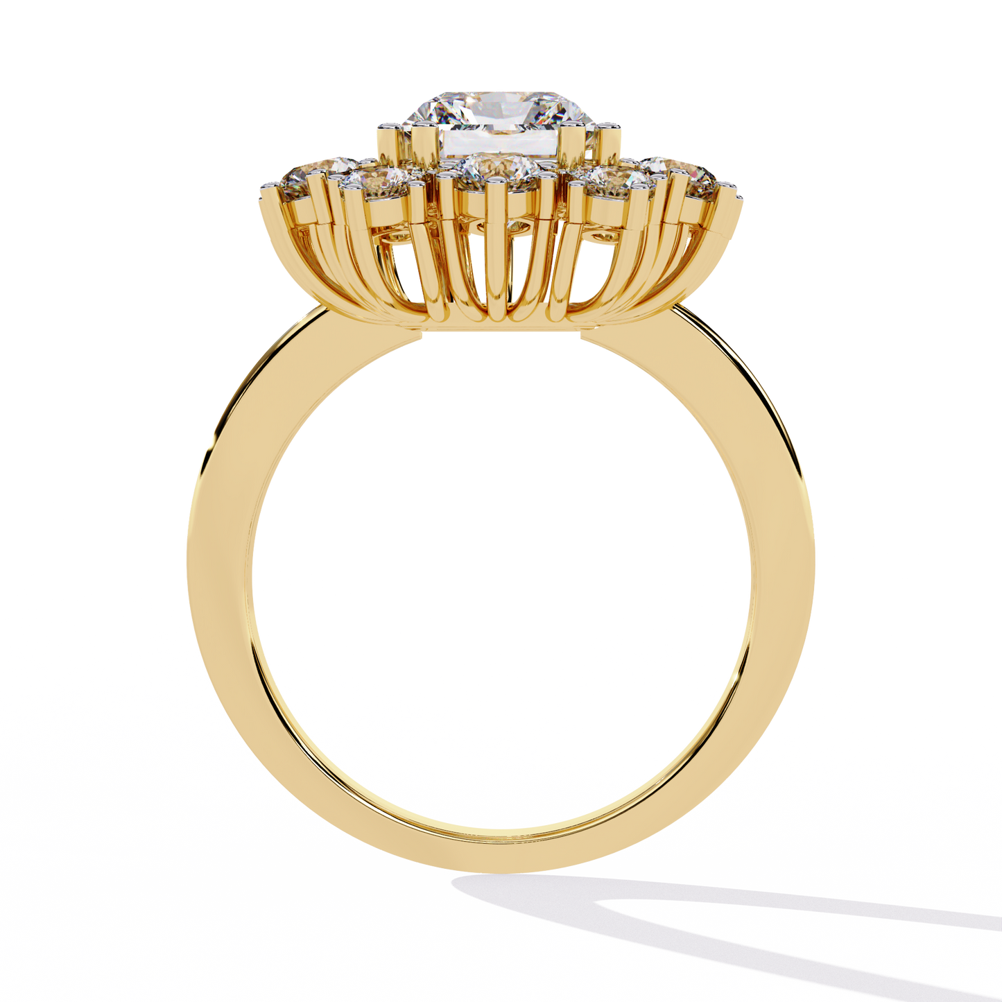 Gala Radiance – Radiant-Cut Diamond Halo Ring in 14K Gold