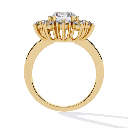 Gala Radiance – Radiant-Cut Diamond Halo Ring in 14K Gold