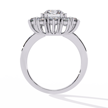 Gala Radiance – Radiant-Cut Diamond Halo Ring in 14K Gold
