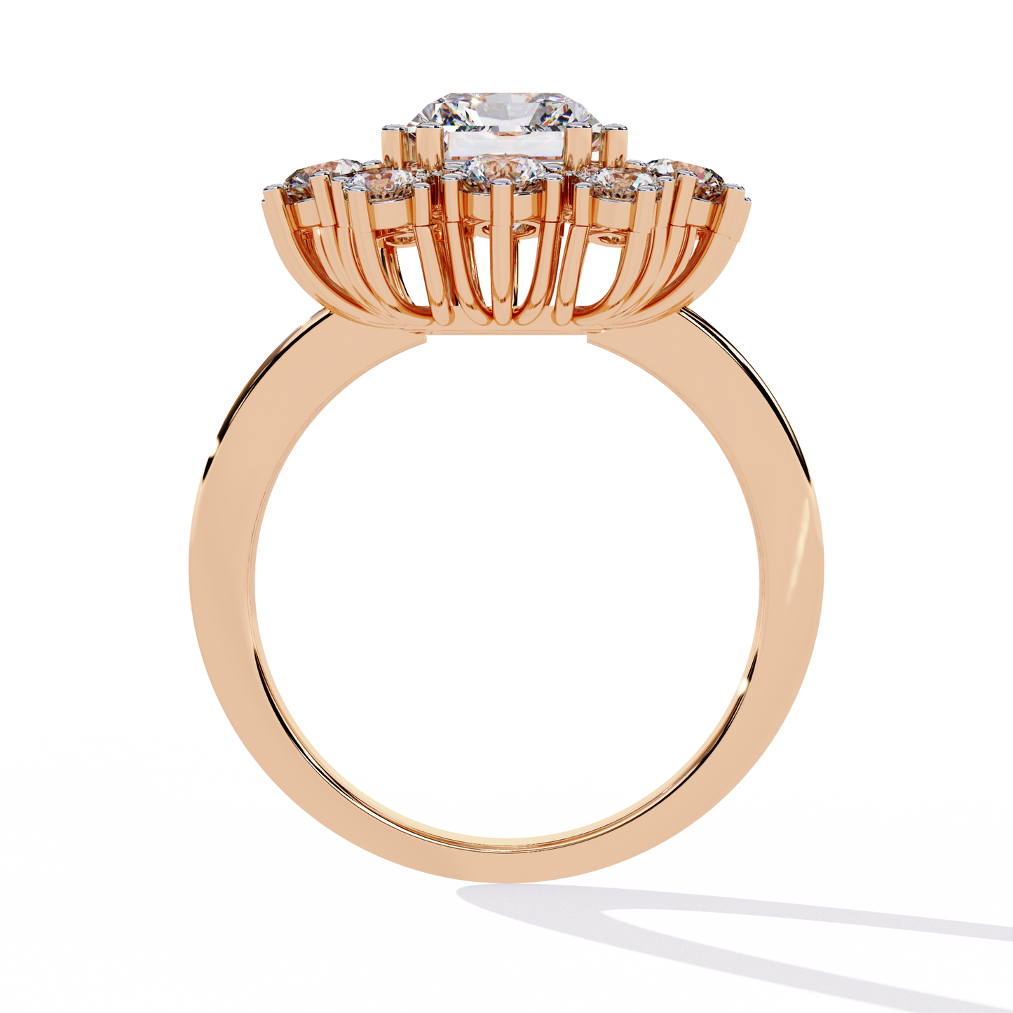 Gala Radiance – Radiant-Cut Diamond Halo Ring in 14K Gold