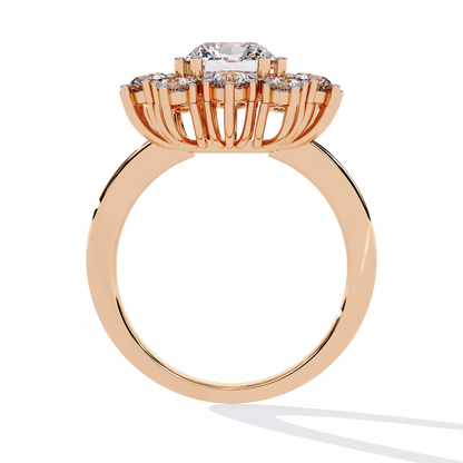 Gala Radiance – Radiant-Cut Diamond Halo Ring in 14K Gold