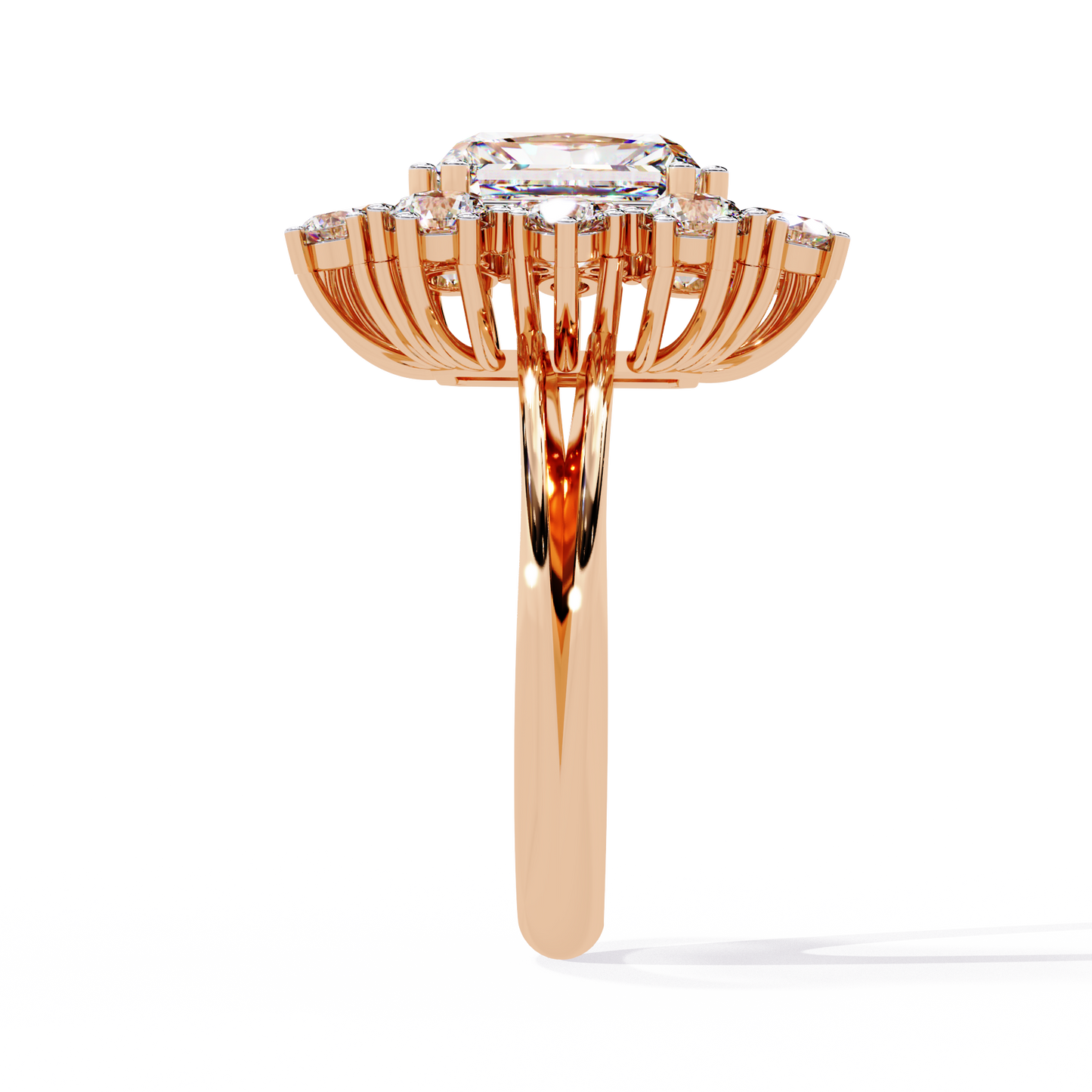 Gala Radiance – Radiant-Cut Diamond Halo Ring in 14K Gold