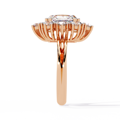 Gala Radiance – Radiant-Cut Diamond Halo Ring in 14K Gold