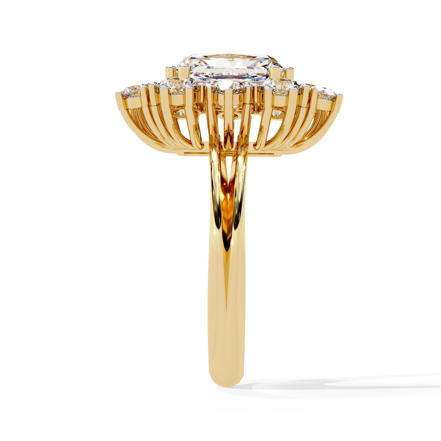 Gala Radiance – Radiant-Cut Diamond Halo Ring in 14K Gold