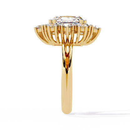 Gala Radiance – Radiant-Cut Diamond Halo Ring in 14K Gold