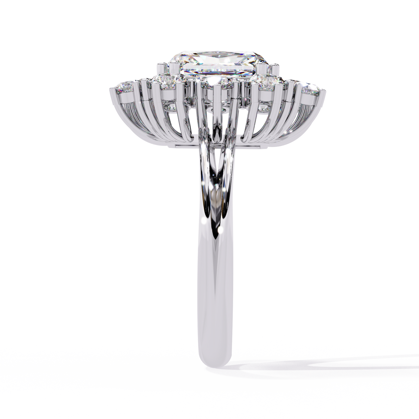 Gala Radiance – Radiant-Cut Diamond Halo Ring in 14K Gold