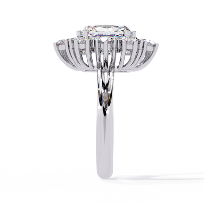 Gala Radiance – Radiant-Cut Diamond Halo Ring in 14K Gold