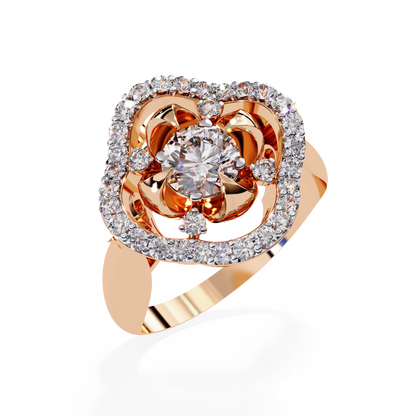 Imperial Bloom – Diamond Crown Ring with Petal Motif in 14K Gold
