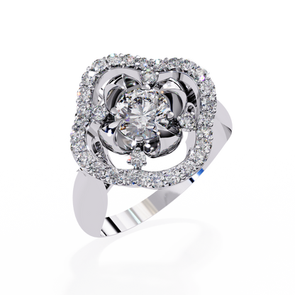 Imperial Bloom – Diamond Crown Ring with Petal Motif in 14K Gold