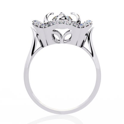 Imperial Bloom – Diamond Crown Ring with Petal Motif in 14K Gold