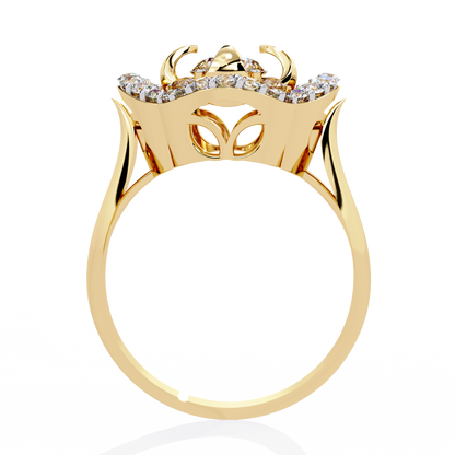 Imperial Bloom – Diamond Crown Ring with Petal Motif in 14K Gold