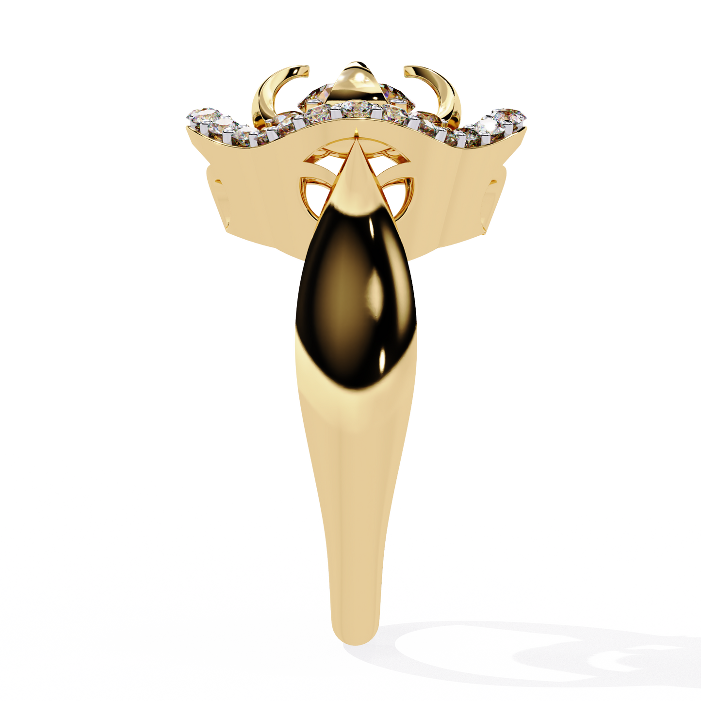 Imperial Bloom – Diamond Crown Ring with Petal Motif in 14K Gold