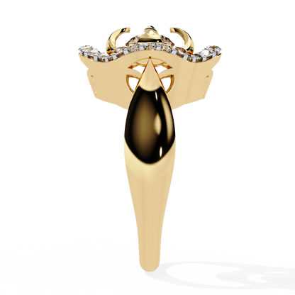 Imperial Bloom – Diamond Crown Ring with Petal Motif in 14K Gold