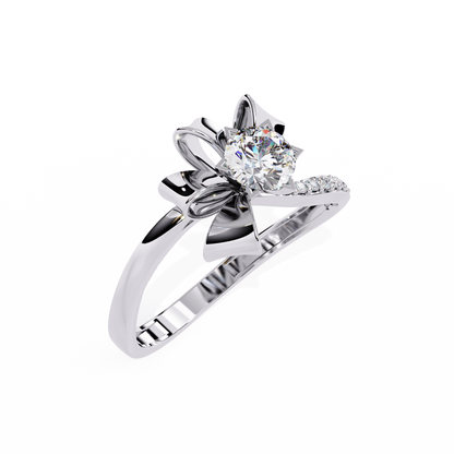 Golden Ribbon – Diamond Bow Ring in 14K Gold
