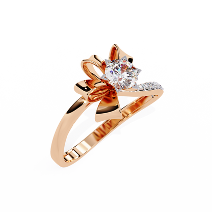 Golden Ribbon – Diamond Bow Ring in 14K Gold