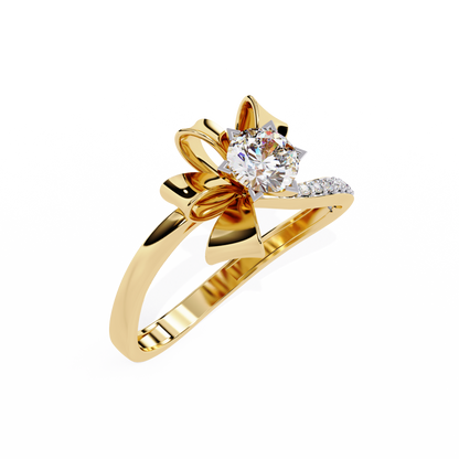 Golden Ribbon – Diamond Bow Ring in 14K Gold