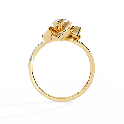 Golden Ribbon – Diamond Bow Ring in 14K Gold