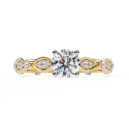 Heirloom Crest – Diamond Vintage Ring with Marquise Accents in 14K Gold