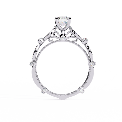 Heirloom Crest – Diamond Vintage Ring with Marquise Accents in 14K Gold