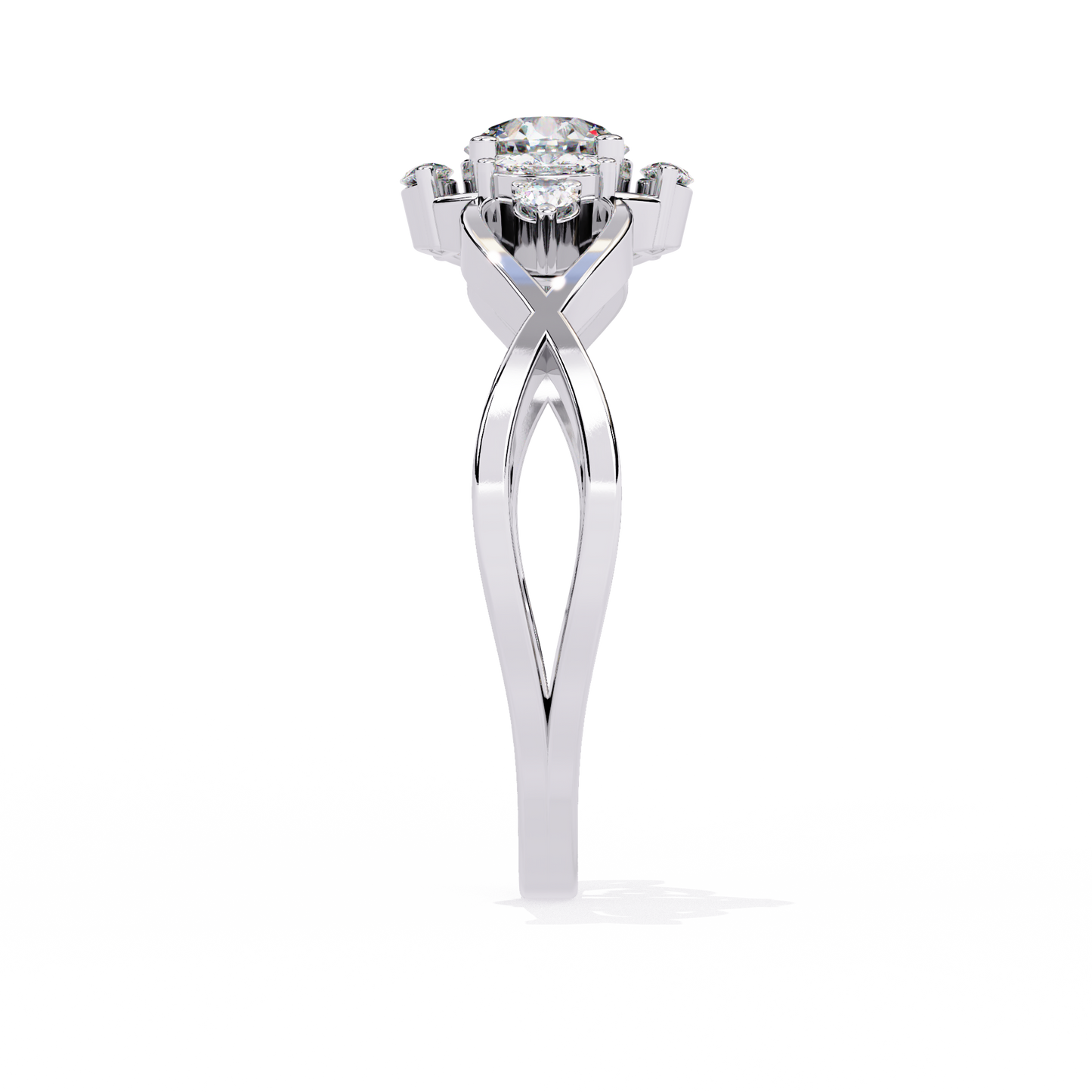 Intertwined Grace – Diamond Marquise & Round Ring in 14K Gold