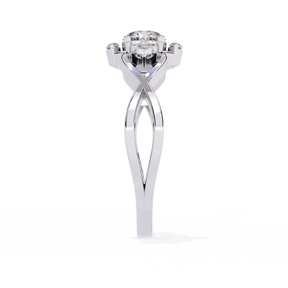 Intertwined Grace – Diamond Marquise & Round Ring in 14K Gold