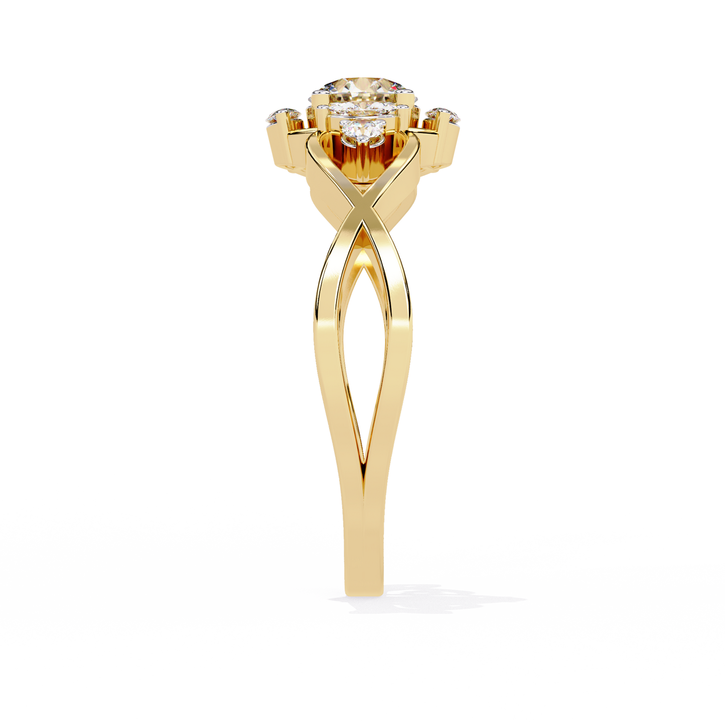 Intertwined Grace – Diamond Marquise & Round Ring in 14K Gold