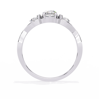 Intertwined Grace – Diamond Marquise & Round Ring in 14K Gold