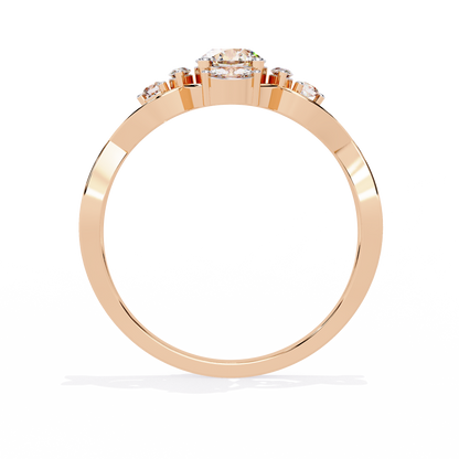 Intertwined Grace – Diamond Marquise & Round Ring in 14K Gold