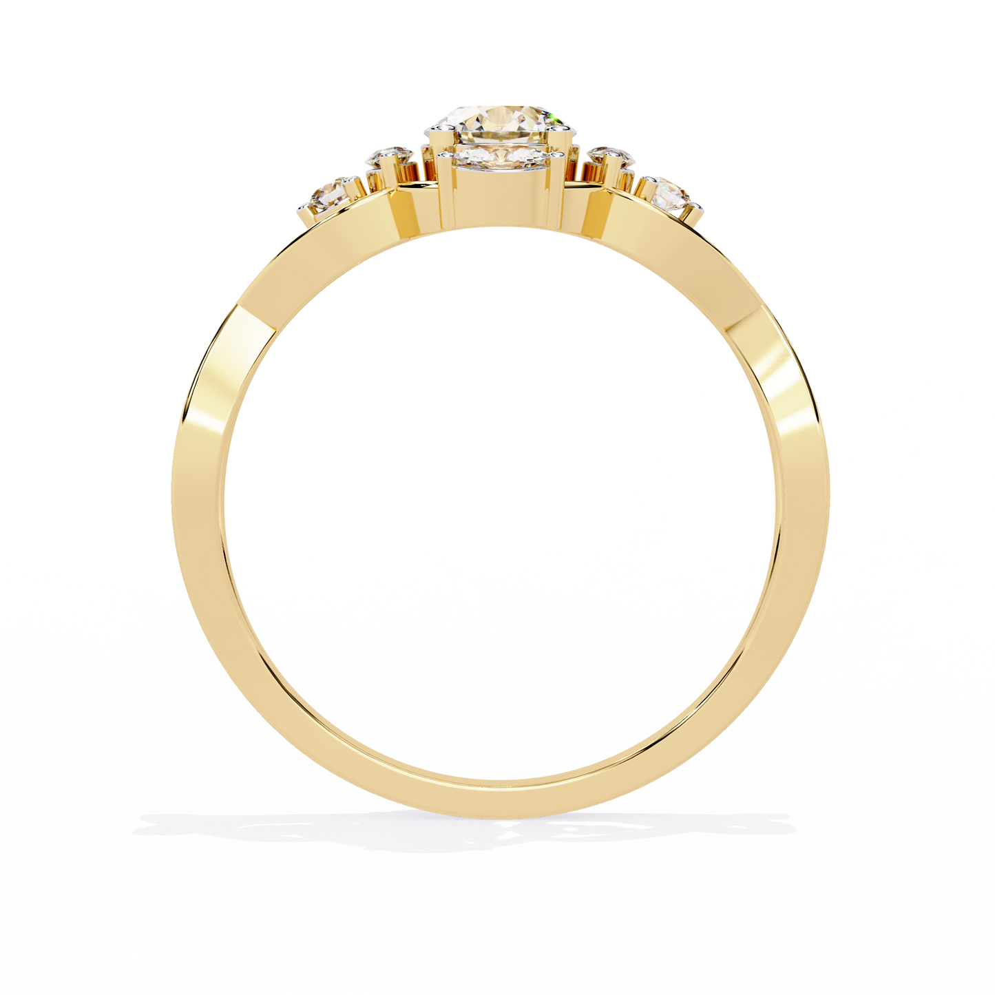 Intertwined Grace – Diamond Marquise & Round Ring in 14K Gold