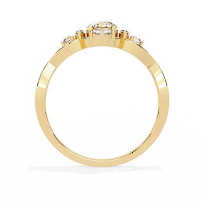 Intertwined Grace – Diamond Marquise & Round Ring in 14K Gold
