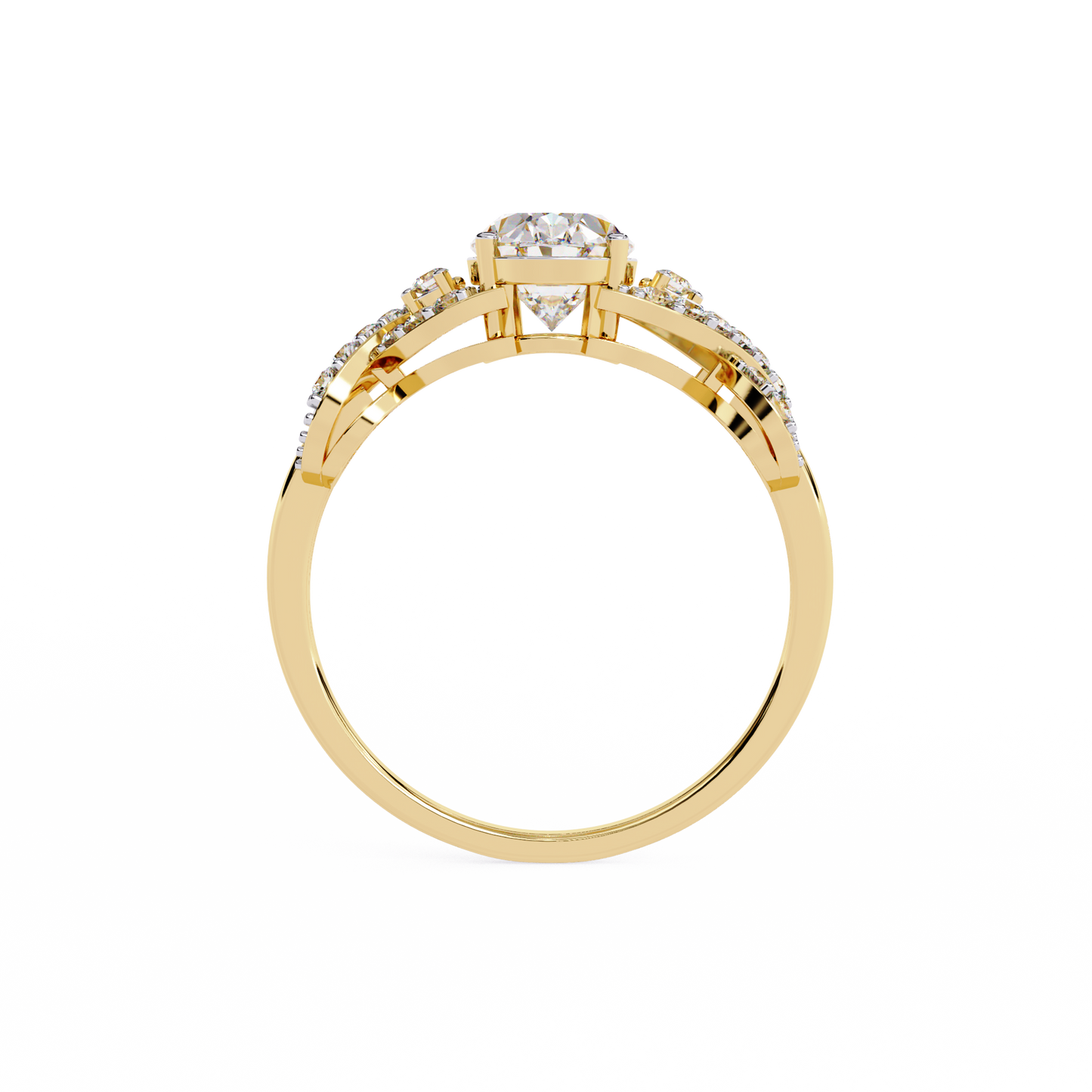 Infinity Crown – Oval Diamond Twisted Band Ring in 14K Gold