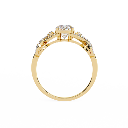 Infinity Crown – Oval Diamond Twisted Band Ring in 14K Gold