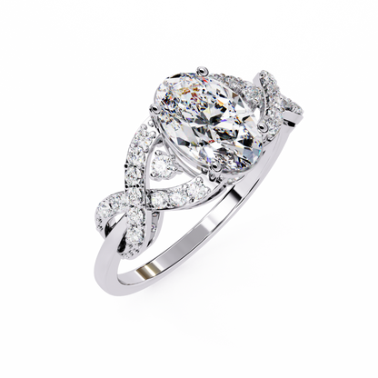 Infinity Crown – Oval Diamond Twisted Band Ring in 14K Gold