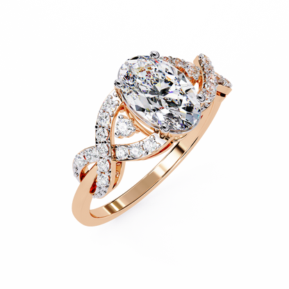 Infinity Crown – Oval Diamond Twisted Band Ring in 14K Gold