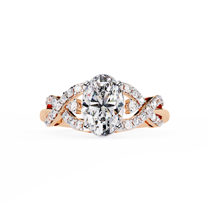 Infinity Crown – Oval Diamond Twisted Band Ring in 14K Gold