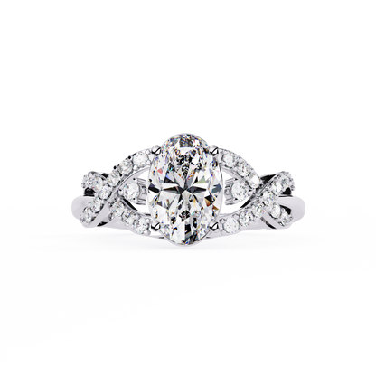 Infinity Crown – Oval Diamond Twisted Band Ring in 14K Gold