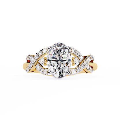 Infinity Crown – Oval Diamond Twisted Band Ring in 14K Gold
